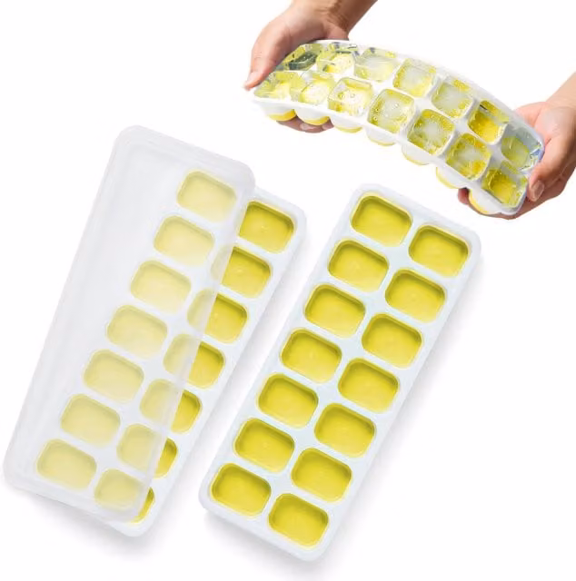 Keplin 2-Pack Rectangular Silicone Ice Cube Trays in Yellow