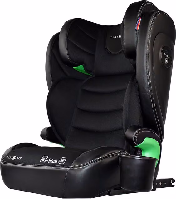 Cozy N Safe Augusta i-Size Child Car Seat in Black with Faux Leather and Cup Holder