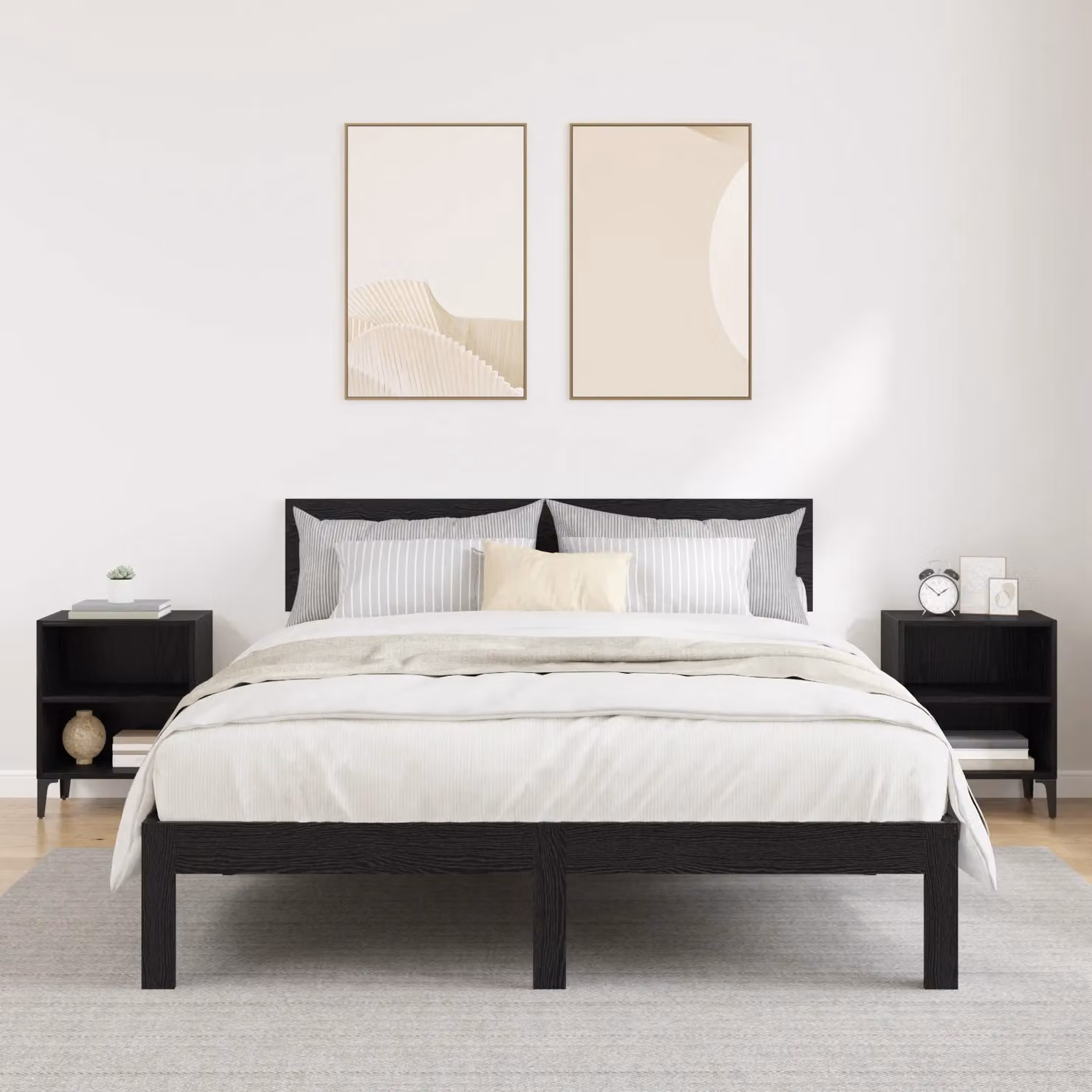Berkfield Home Set of 2 Modern Black Oak Bedside Cabinets, W/D/H: 40 x 30 x 50 cm – 4