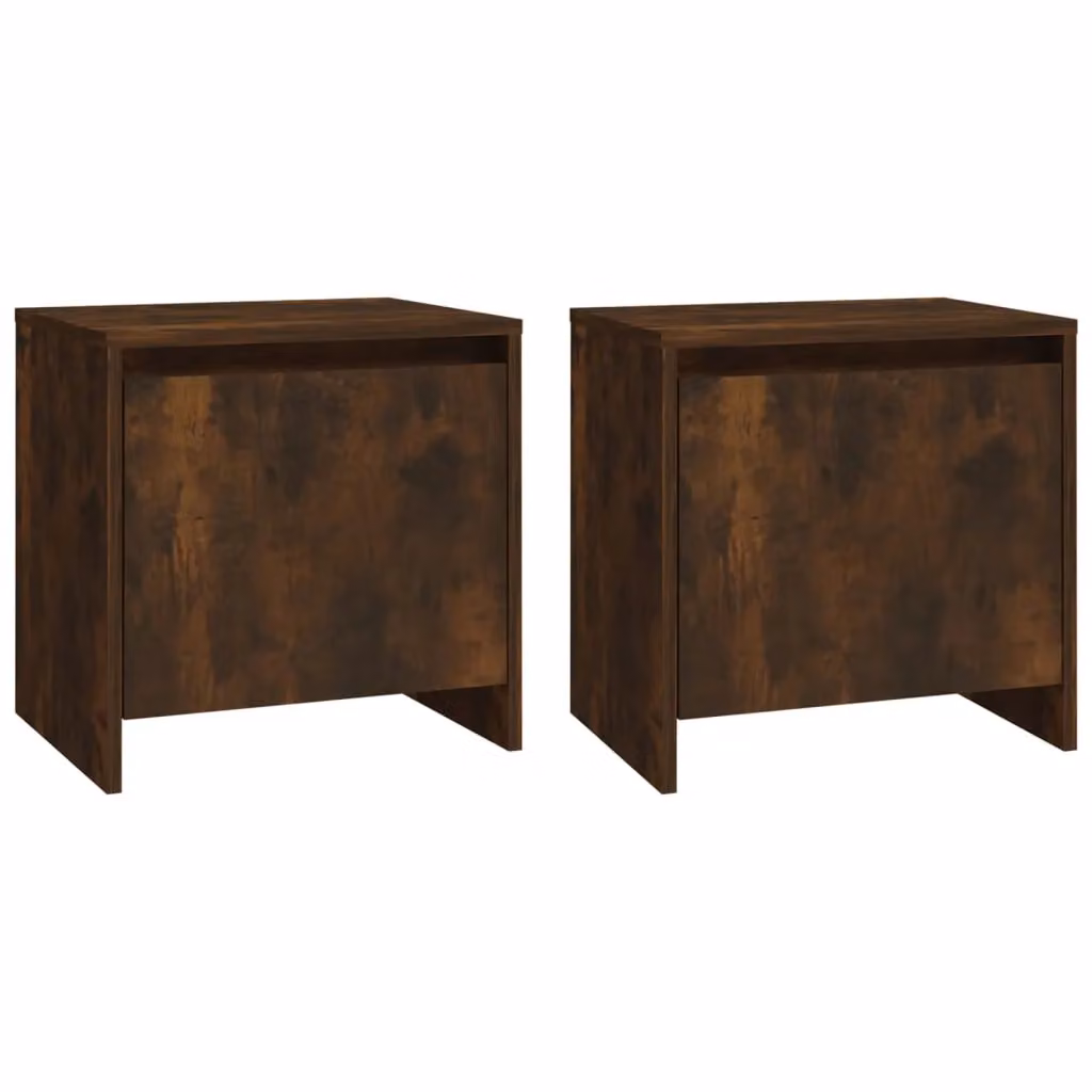 Berkfield Home Set of 2 Smoked Oak Bedside Cabinets in Brown, W/D/H: 45 x 34 x 44.5 cm – 2