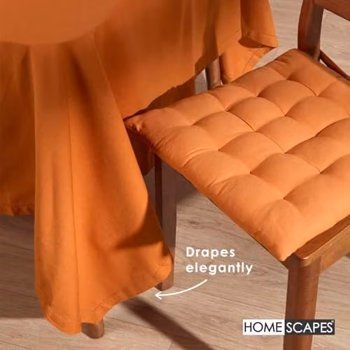 Homescapes Plain Cotton Rectangular Tablecloth in Orange, W: 137 cm, L: 228 cm – 3