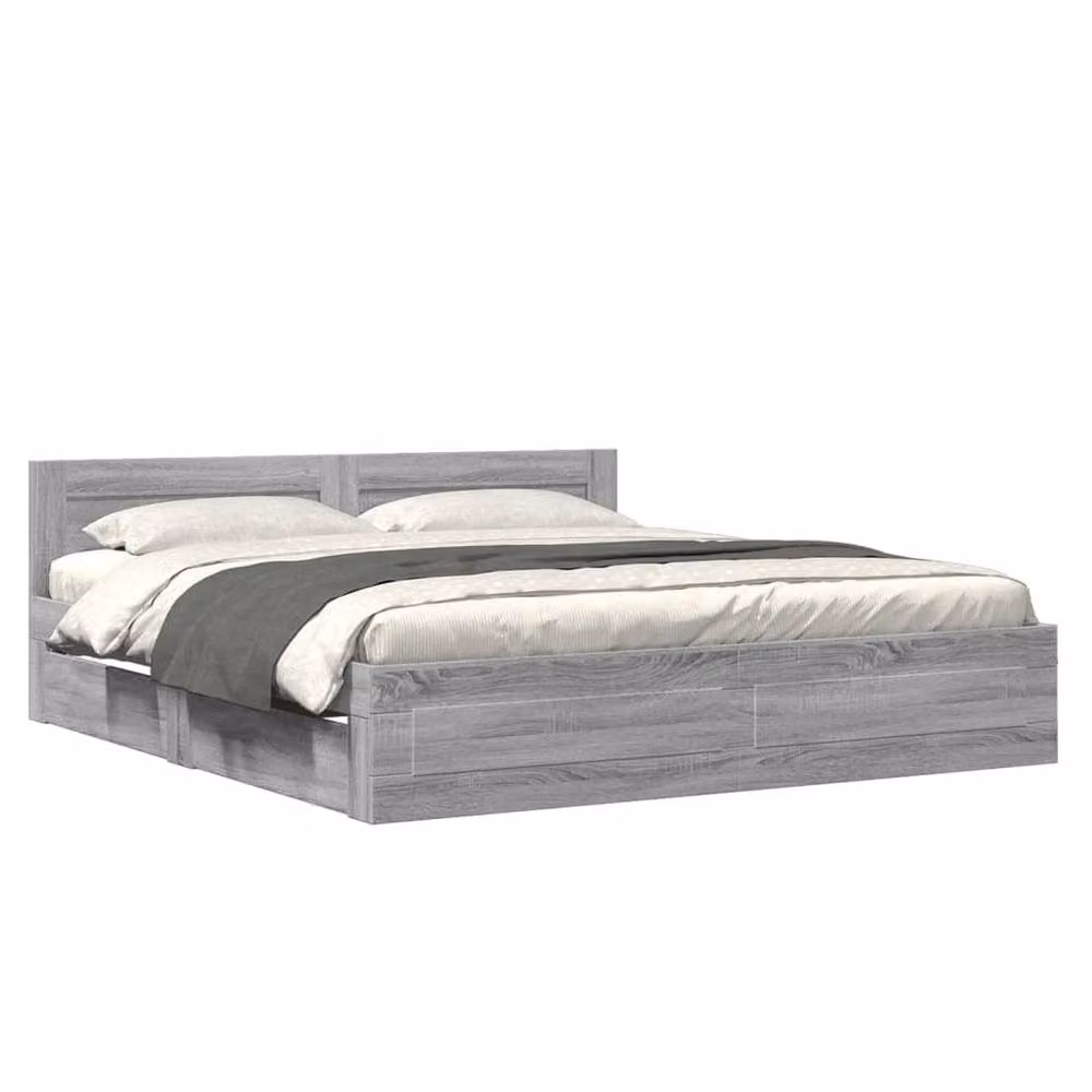Berkfield Home Durable Bed Frame with Headboard and Drawers, Grey Sonoma, W/D/H: 200 x 69 x 203 cm – 2