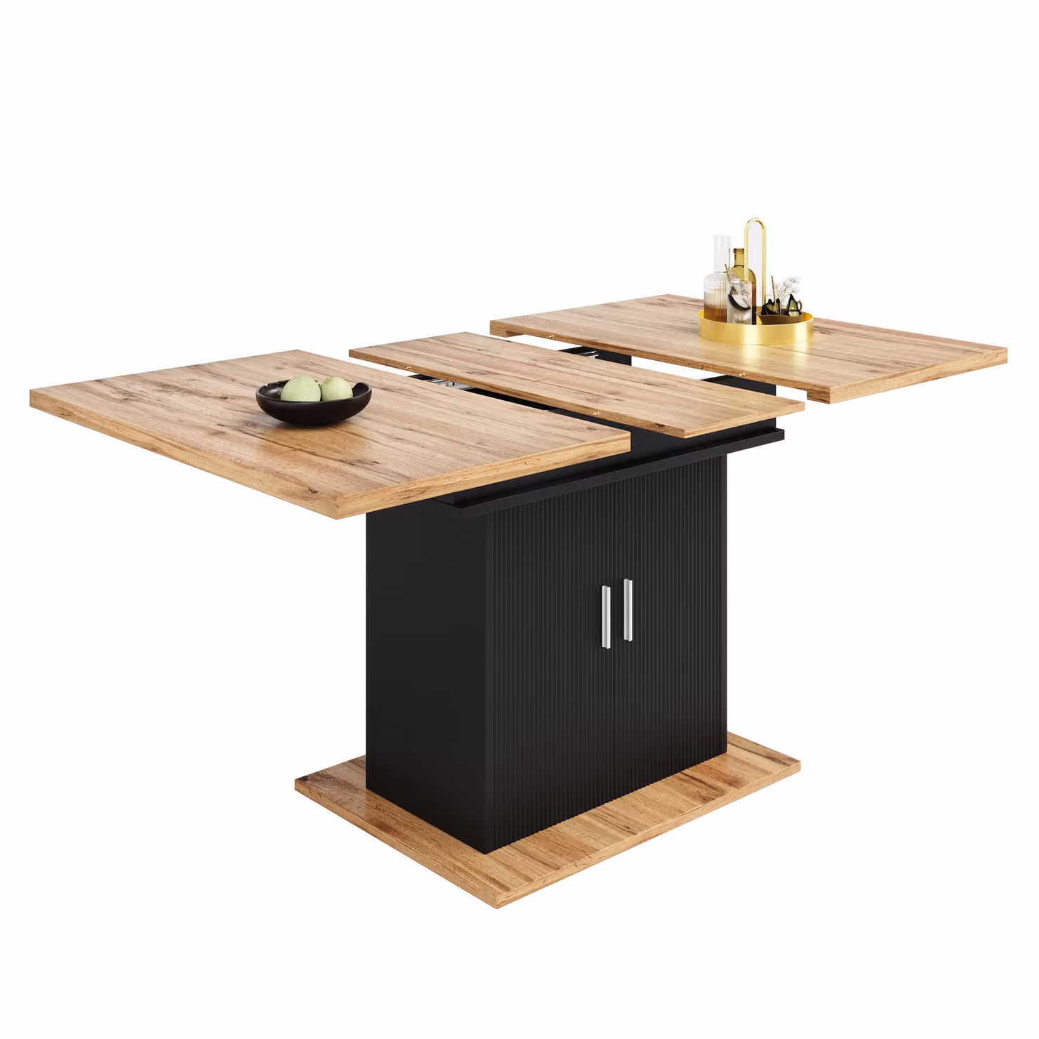Aosom UK Black Extendable Rectangular Dining Table with Storage Shelves and Telescopic Design, W: 140 cm, D: 70 cm, H: 76 cm – 2