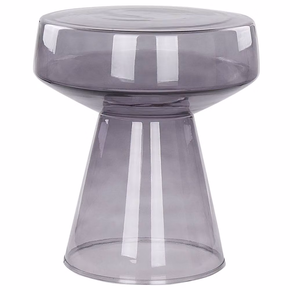 Wyld and Coco Oval Side Table in Transparent Grey Glass, W/D/H: 37 x 37 x 43 cm – 2