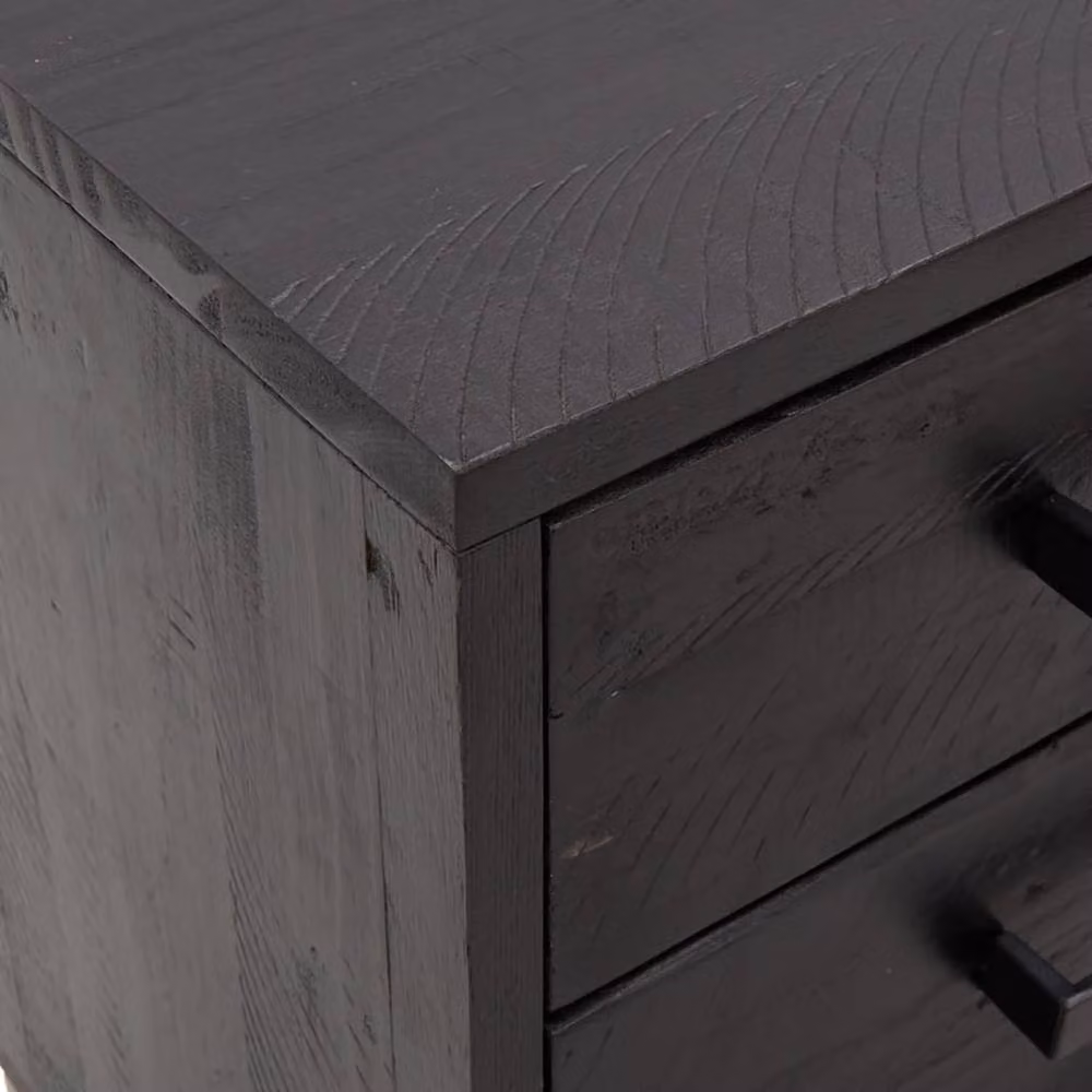 Berkfield Home Beautiful Set of 2 Black Solid Wood Pine Bedside Cabinets W/D/H: 36 x 30 x 45 cm – 5
