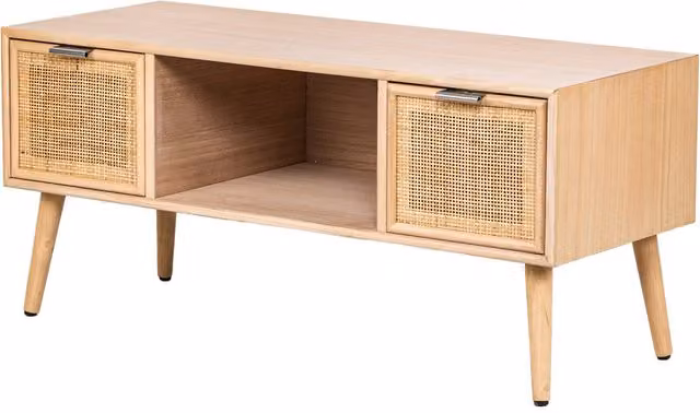 Nordlys Scandinavian Solid Wood TV Stand with 2 Drawers in Brown – 1