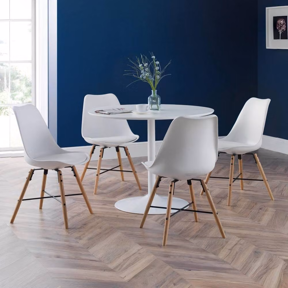Cheshire Rosedale Set of 2 Elegant White Seat and Oak Legs Dining Chairs – 3