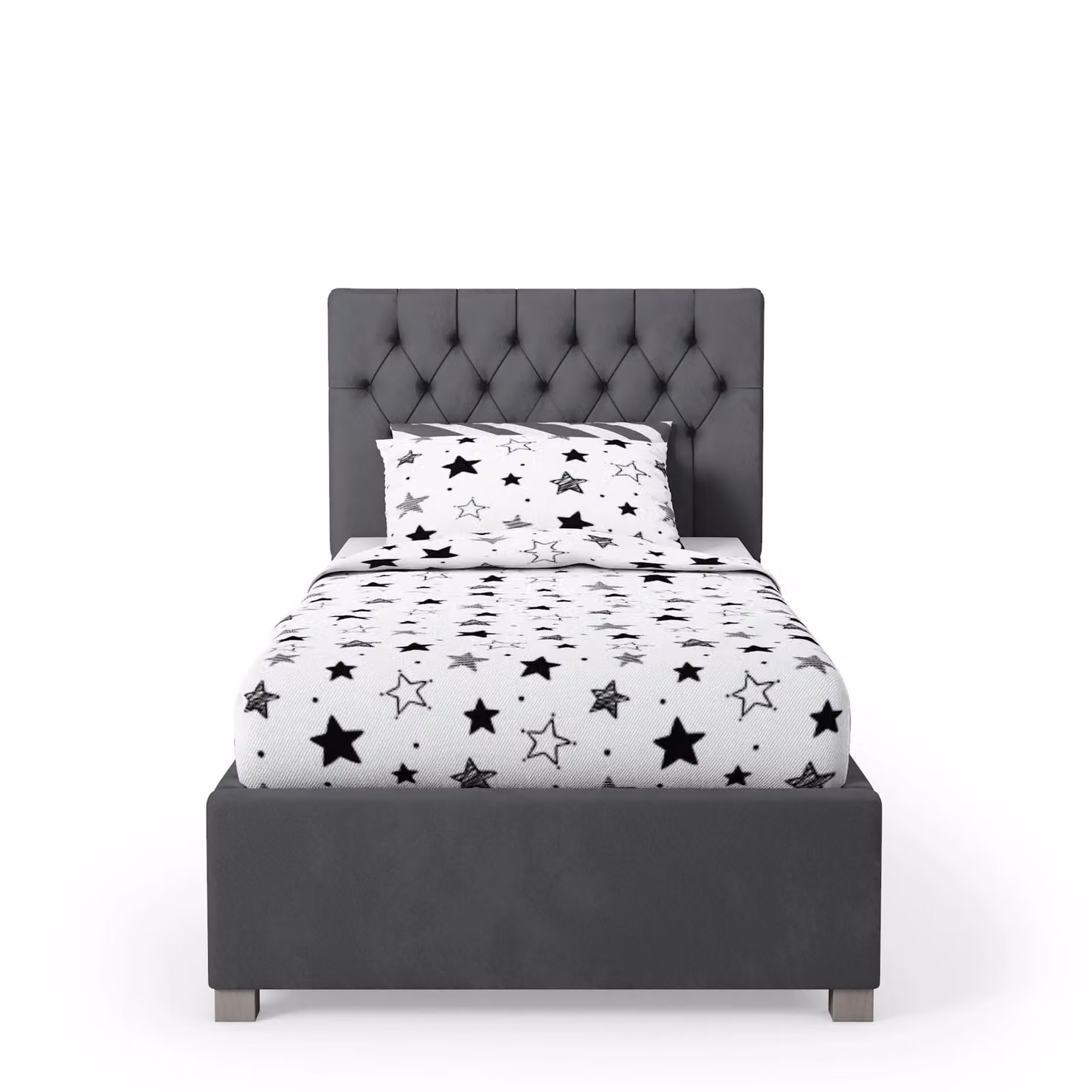 Rest Relax Mia Grey Fabric Upholstered Single Ottoman Bed with Lift Up Base W/D/H: 90 x 200 cm – 2