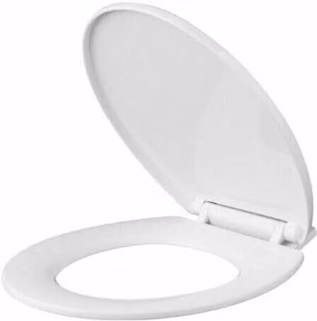 Marco Paul White Wooden Oval Soft Close Standard Toilet Seat with Chrome Fittings – 1