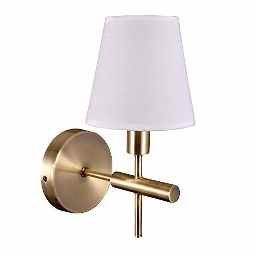 Italux Balter Modern Wall Lamp in Gold and White with Fabric Shade and E14 Socket