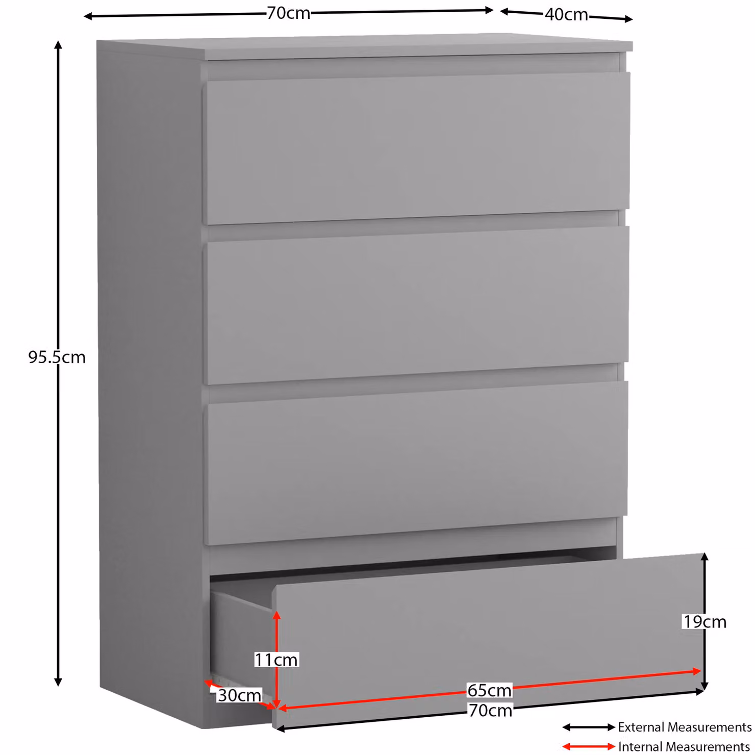 Vida Designs Denver 4 Drawer Chest of Drawers in Grey – 2