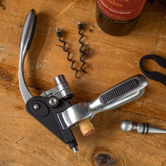 BarCraft Deluxe Lever-Arm Corkscrew Gift Set in Black with Stainless Steel Foil Cutter and Ergonomic Grip
