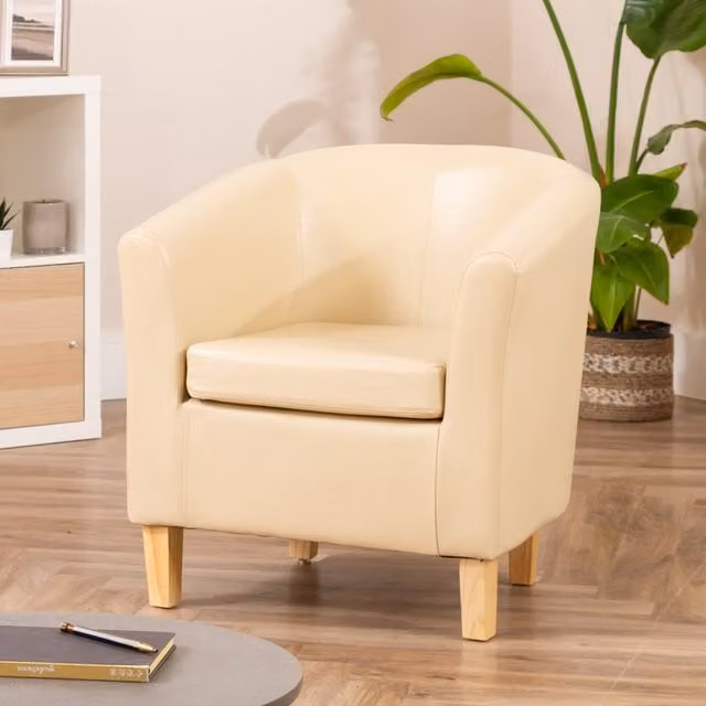 Artemis Home Meriden Vegan Leather Tub Chair in Beige