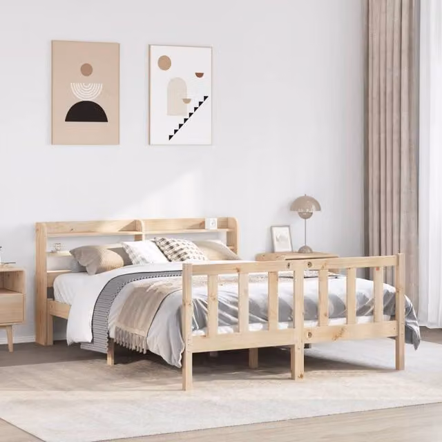Berkfield Home Rustic Solid Wood Pine Bed Frame in Brown, W/D/H: 160 x 200 cm