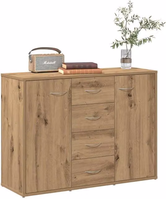 Berkfield Home Artisan Oak Sideboard in Brown, W/D/H: 88 x 30 x 64 cm