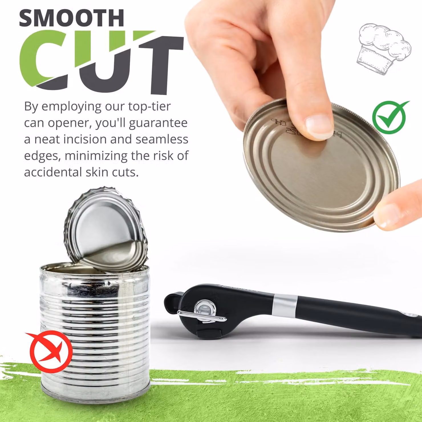 Oliver's Kitchen Safety Can Opener in Black with Ergonomic Grip and Stainless Steel Blades – 4