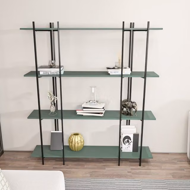 Decorotika Moss 4-Tier Industrial Bookshelf in Green and Black