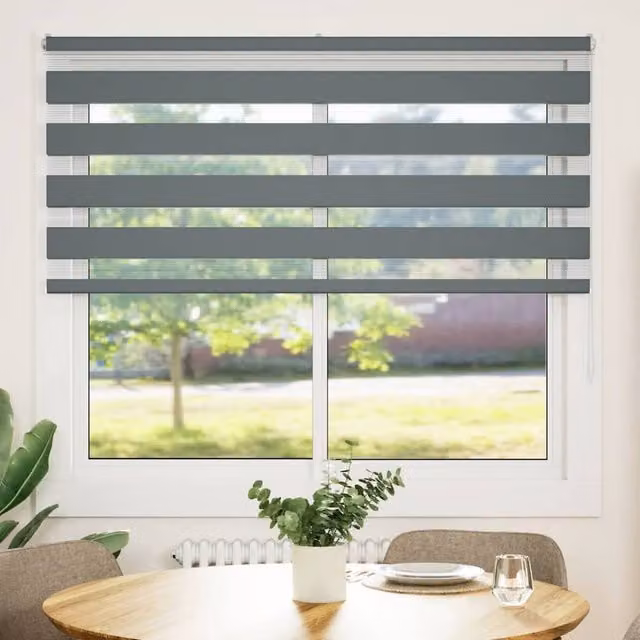 Berkfield Home Zebra Day and Night Blind in Dark Grey Polyester, W: 100 cm, H: 165 cm