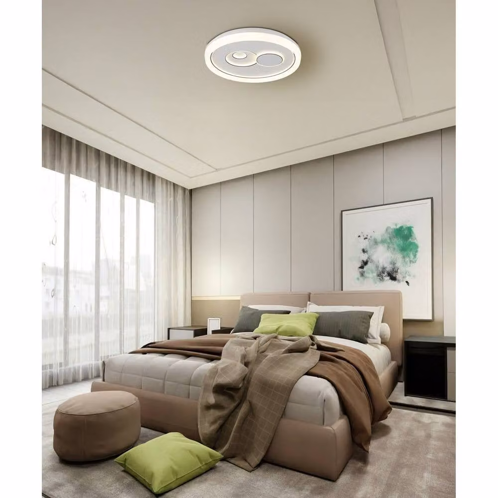 Netlighting Ruiz I Semi Flush Ceiling Light in Matt White with LED Bulb Included – 2