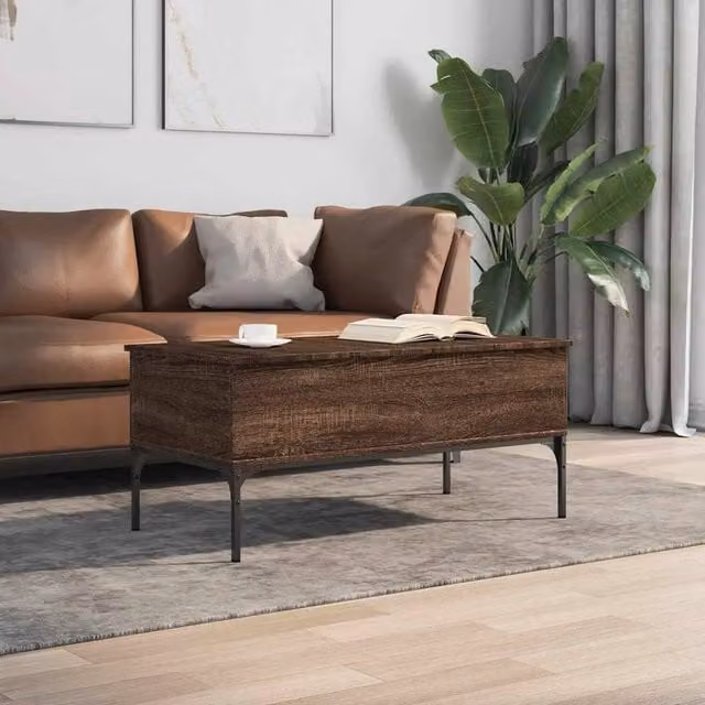 Berkfield Home Brown Oak Coffee Table with Lift Mechanism, W/D/H: 100 x 50 x 45 cm