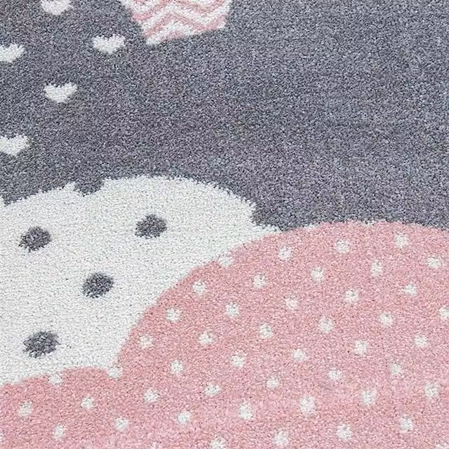 Bravich LTD Kids Circle Clouds Rug, Bambi in Pink, Diameter: 120 cm