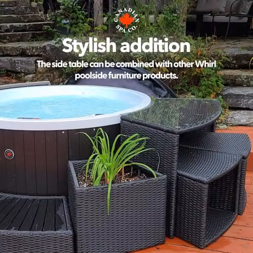 Canadian Spa Co. Wicker Hot Tub Side Table with Rustproof Aluminium Frame in Black – 6