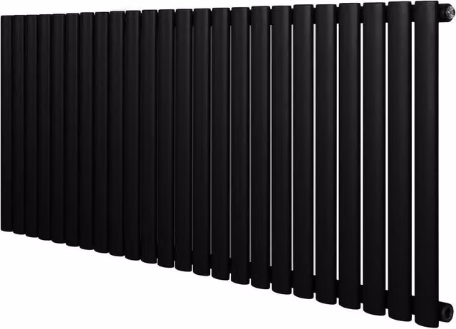 Monstershop Oval Single Column Steel Radiator in Black, H 144 cm x W 60 cm – 1