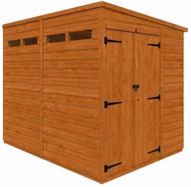 Buttercup Farm 8x6 Flex Pent Security Double Door Wooden Storage Shed in Burnt Orange, L238.8 x W175 x H203 cm