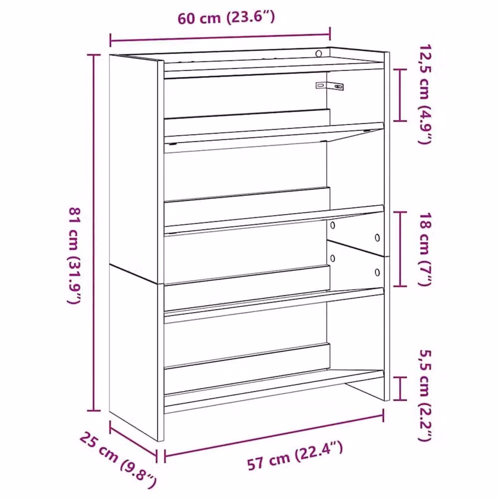 Berkfield Home Grey Shoe Rack, W/D/H: 60 x 25 x 81 cm – 3