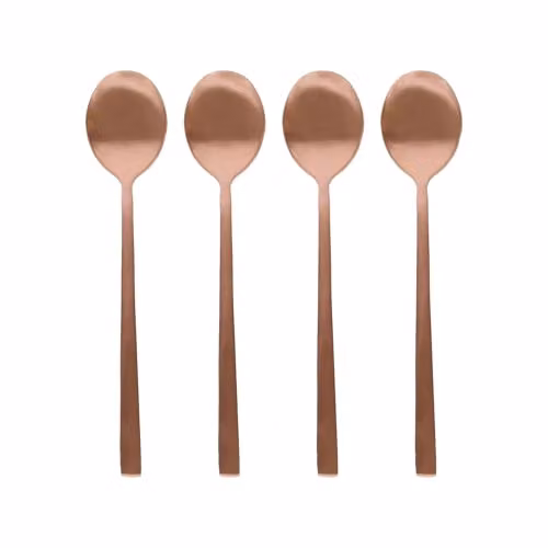 Argon Tableware Copper Coated Stainless Steel Teaspoons, Pack of 4