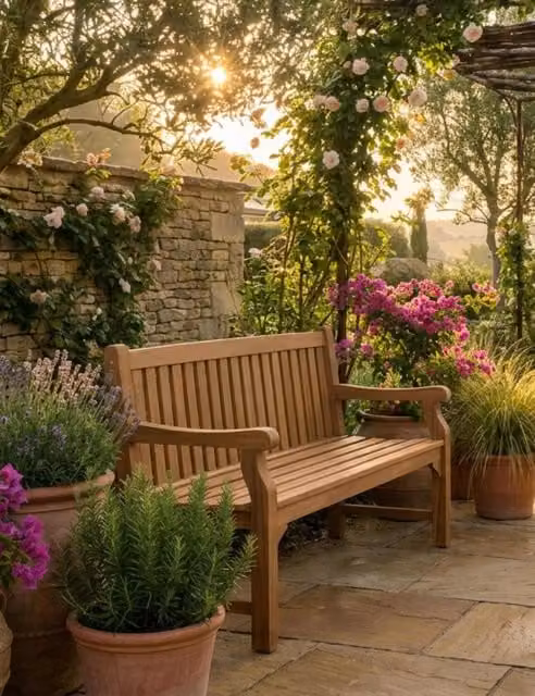 Royalcraft Sofia 2-Seater Garden Bench in Natural Acacia Wood with Armrests