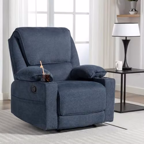 More4Homes Sydney Blue Fabric Manual Recliner Chair – 5