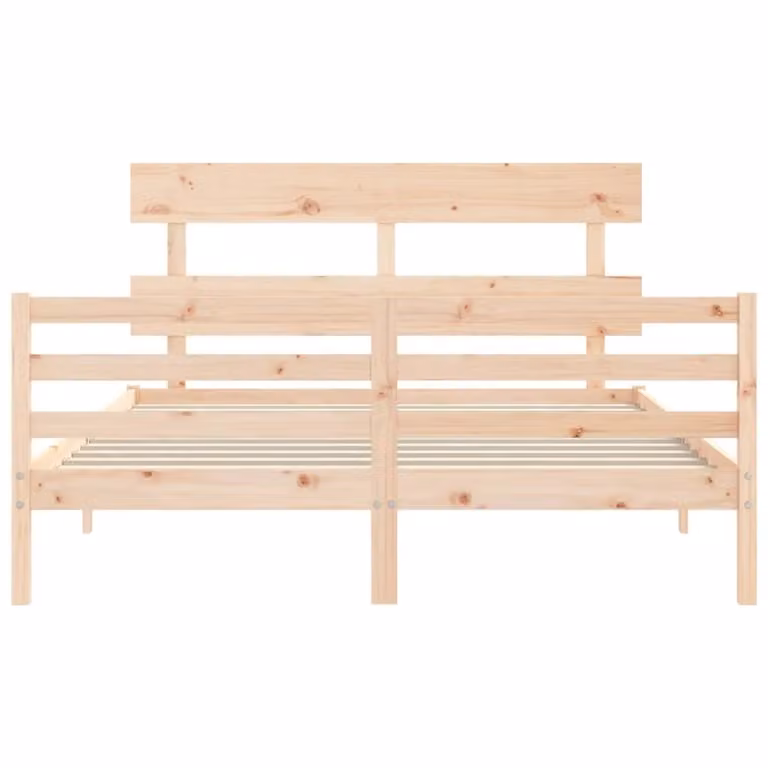 Berkfield Home King Size Solid Wood Bed Frame with Headboard in Brown, W: 180 cm, D: 200 cm