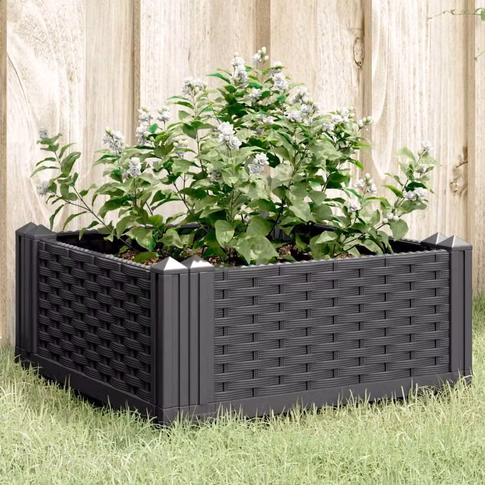 Berkfield Home Garden Planter with Pegs, Black, W/D/H: 42.5 x 42.5 x 28.5 cm – 2