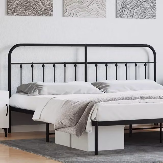 Berkfield Home Classic Metal Headboard in Black, 200 cm