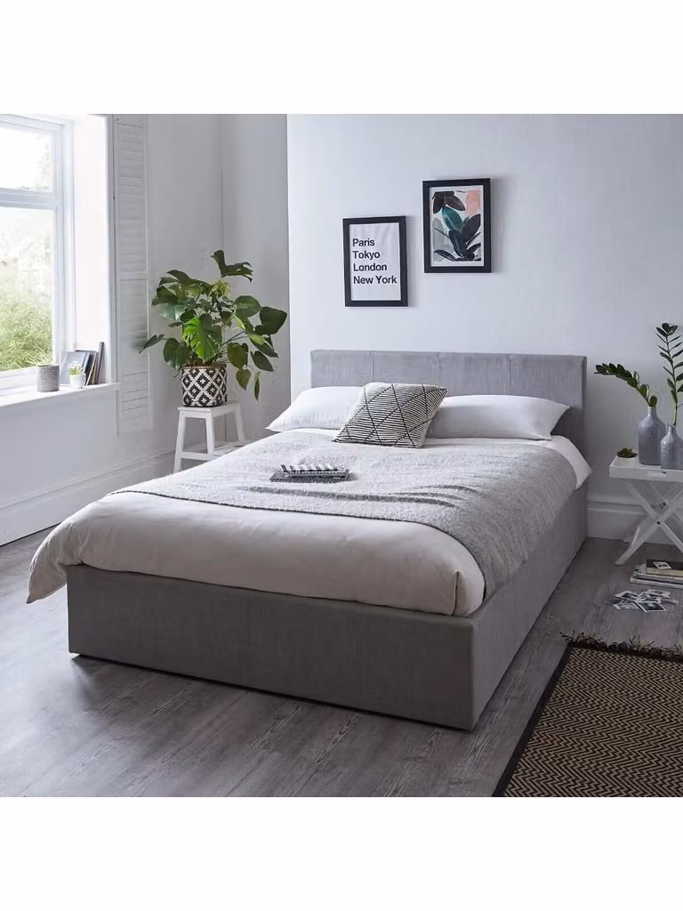 Alexis Upholstered Fabric Ottoman Storage King Size Bed in Grey