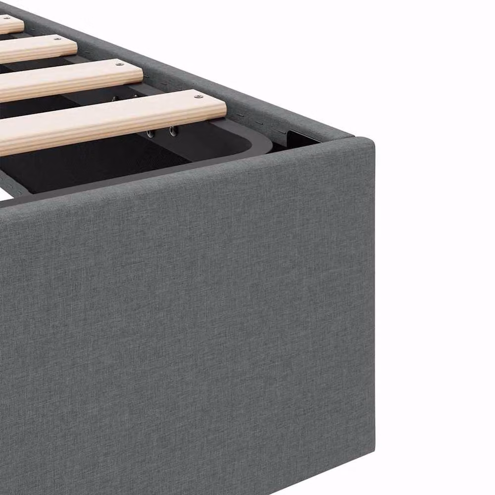 Berkfield Home Modern Fabric Storage Bed in Dark Grey, W/D/H: 100 x 200 cm – 3