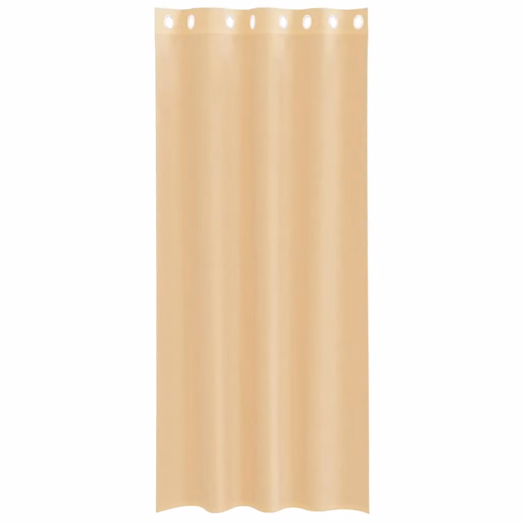 Berkfield Home Sand and Brown Voile Eyelet Curtains, 2 Pack, H 245 cm x W 140 cm – 2