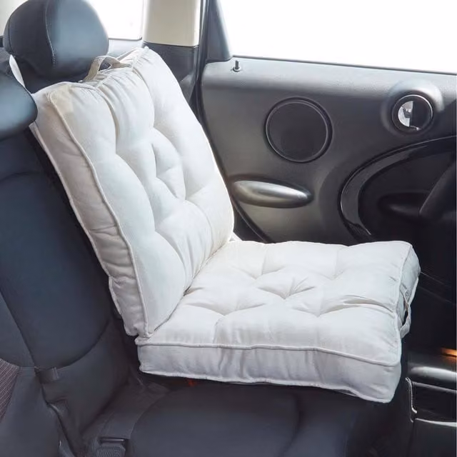 Homescapes Rectangular Cotton Seat Booster Cushion in Beige, Yellow or White