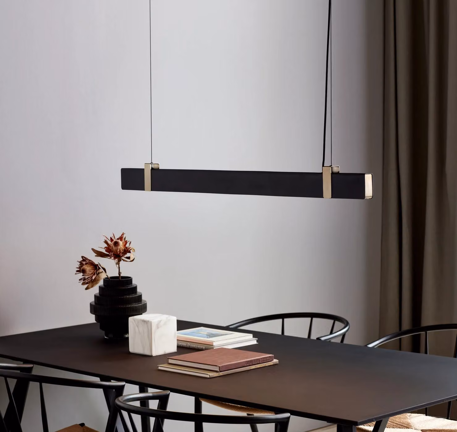 Nordlux Lilt Suspended LED Pendant Light in Black and Gold/Brass Metal for Dining Rooms – 2