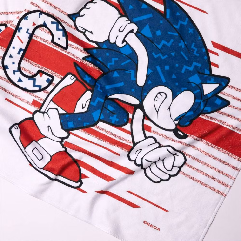 Sonic The Hedgehog Graphic Cotton Blend Beach Towel in White and Multicolour, W: 140 cm, H: 70 cm – 2