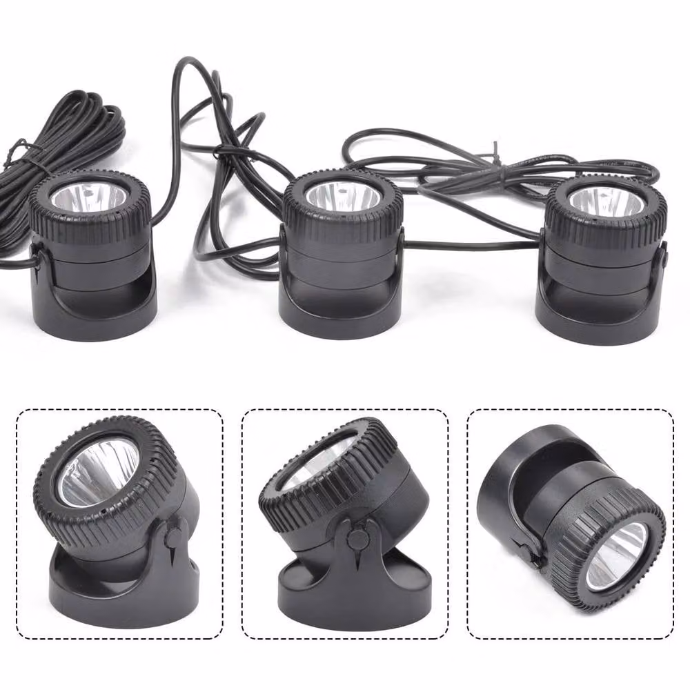 NESTLUNE Solar Powered RGB LED Submersible Pond Lights in Black – 6