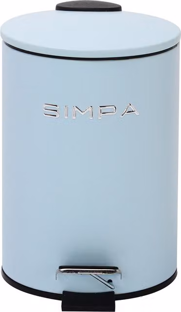 Simpa 3L Slim Soft-Closing Pedal Dustbin in Blue with Removable Inner Bucket and Coated Steel Construction – 1