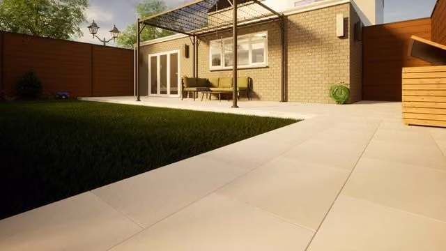 PBSL Group Beige Smooth Natural Sandstone Paving, W: 40.0 cm, D: 60.0 cm, H: 2.5 cm