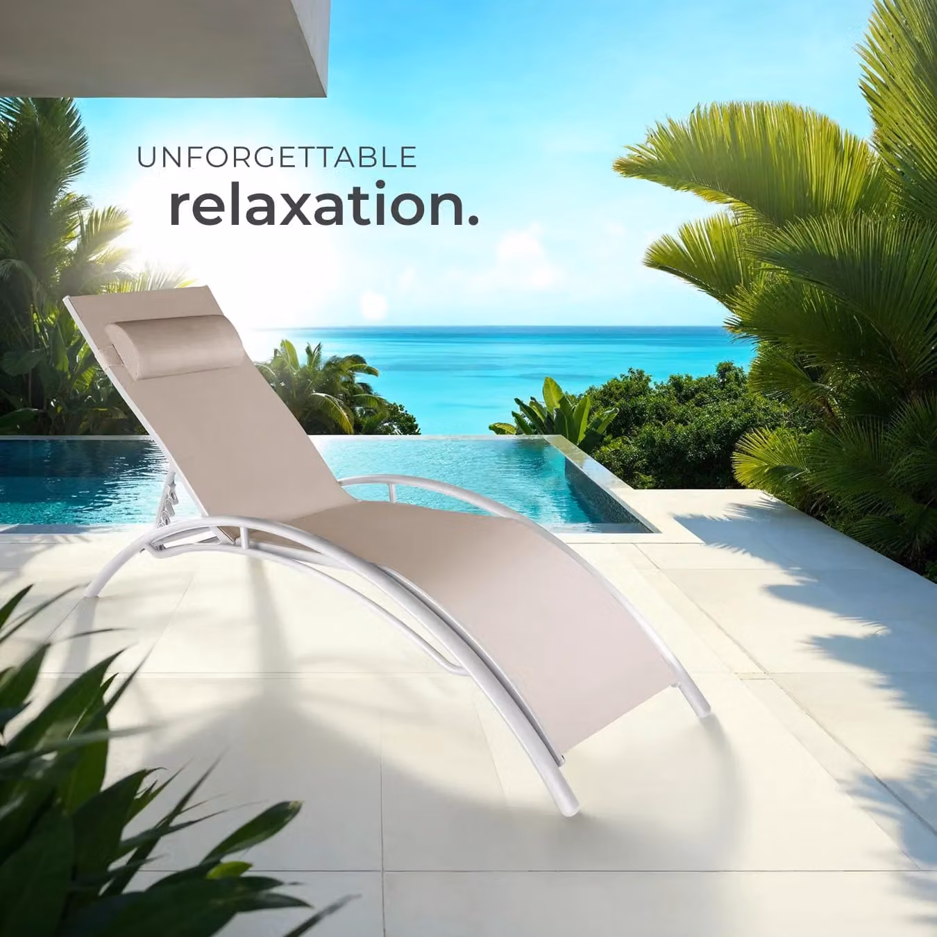 tectake Alina 2 Seater Sun Lounger Set in Beige with Powder Coated Aluminium Frame and Textilene Fabric – 4