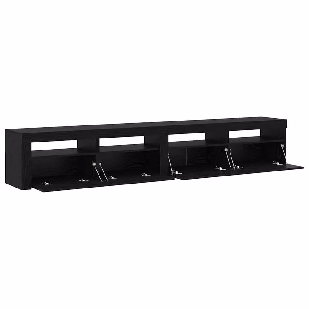 Berkfield Home Modern Black Oak TV Cabinets with Integrated LED Lighting, Set of 2 – 6