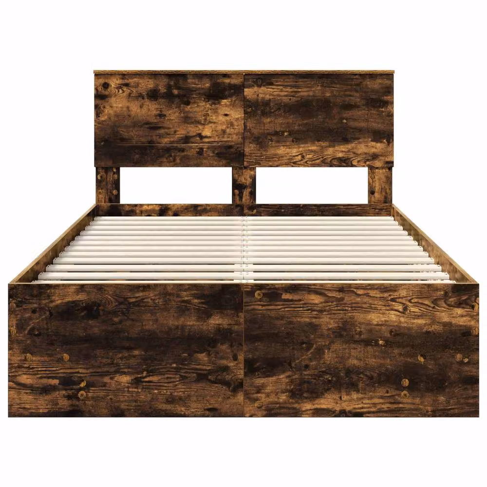Berkfield Home Smoked Oak Bed Frame in Brown, Engineered Wood, W: 137 cm x D: 203 cm – 3
