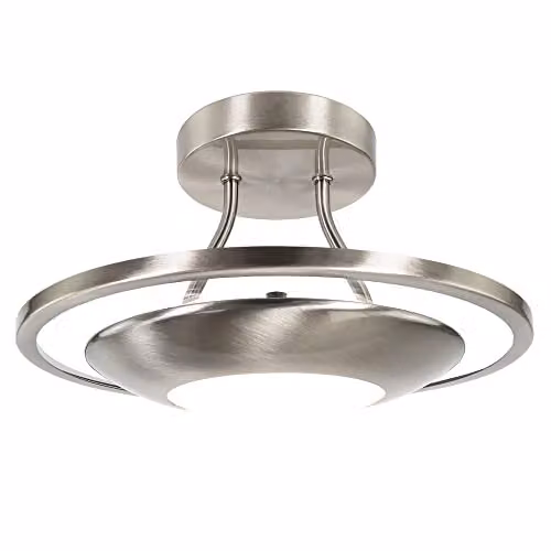 Happy Homewares Modern LED Ceiling Light in Silver with Transparent Glass Dome, 10W, 3000K Warm White, 870 Lumens – 1