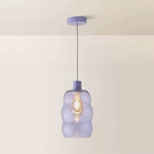 ValueLights Lolly Lilac Glass Bubble Pendant Ceiling Light with Bulb – 1