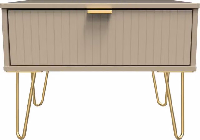 2 U Bexley Ready Assembled 1 Drawer Wide Side Table in Light Brown and Gold – 1